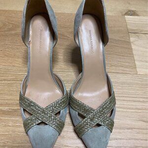 Banana Republic Suede Moss Green Heels Womens Size 10